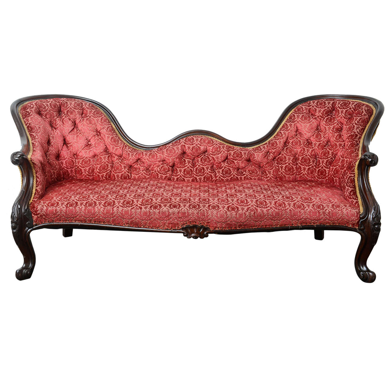 19th Century English Mahogany Loveseat or Double-Ended Victorian Settee
