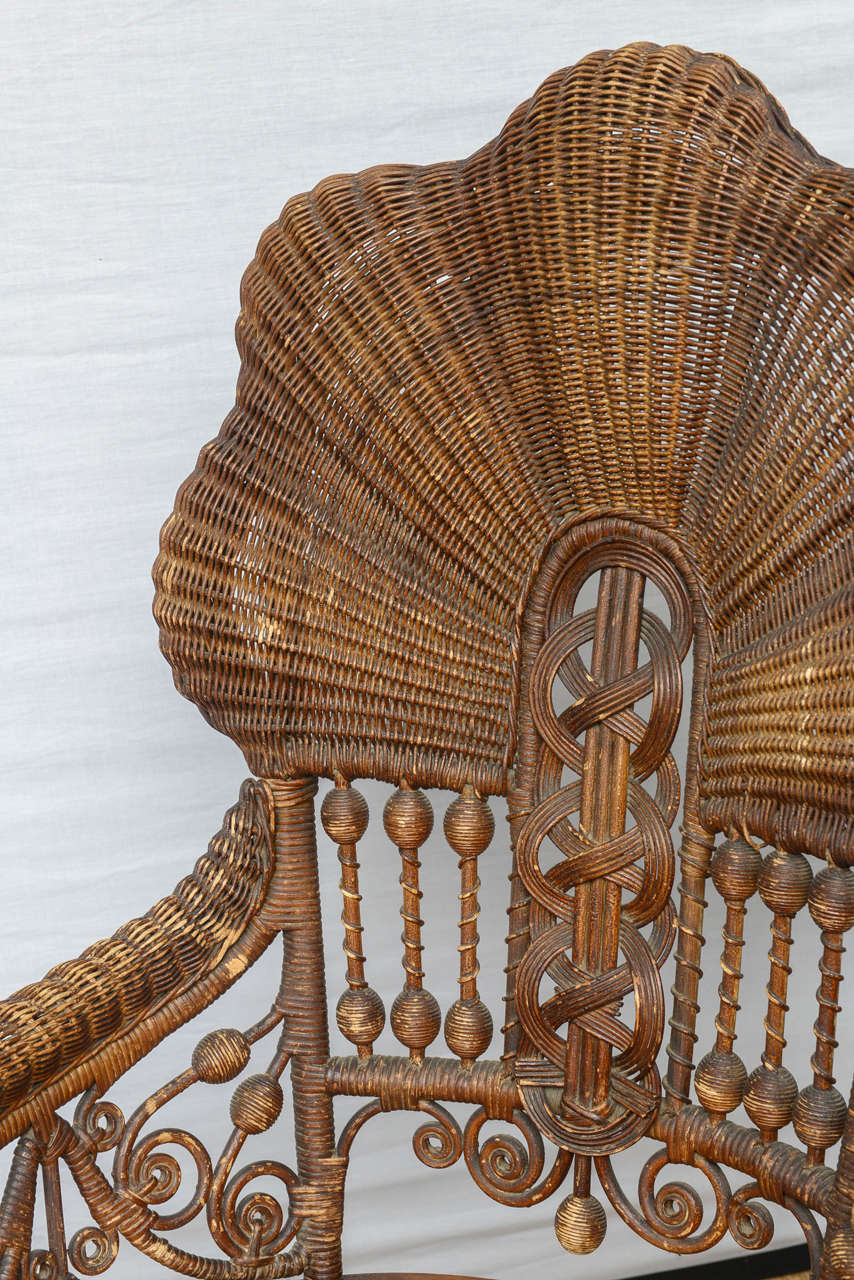 Rare Heywood-Wakefield Wicker Armchairs In Good Condition In West Palm Beach, FL