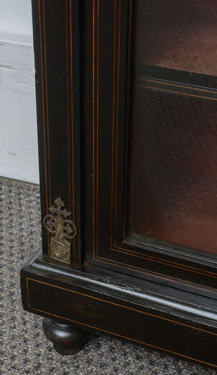 British 19th Century Pair of Black Ebony Cabinets with French Limoges Plaques