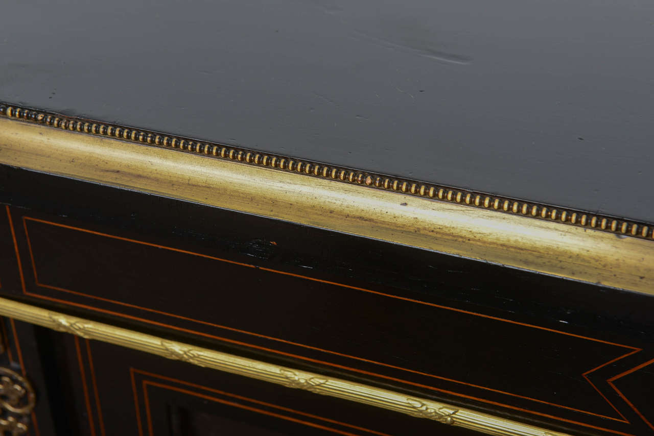 19th Century Pair of Black Ebony Cabinets with French Limoges Plaques 5