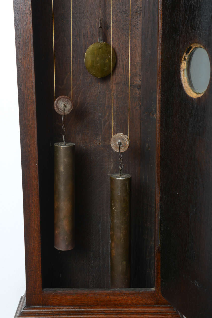 18th Century Solid Oak Tall Belgian Eight-Day Grandfather Clock 1