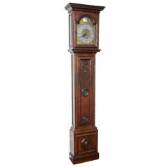 18th Century Solid Oak Tall Belgian Eight-Day Grandfather Clock