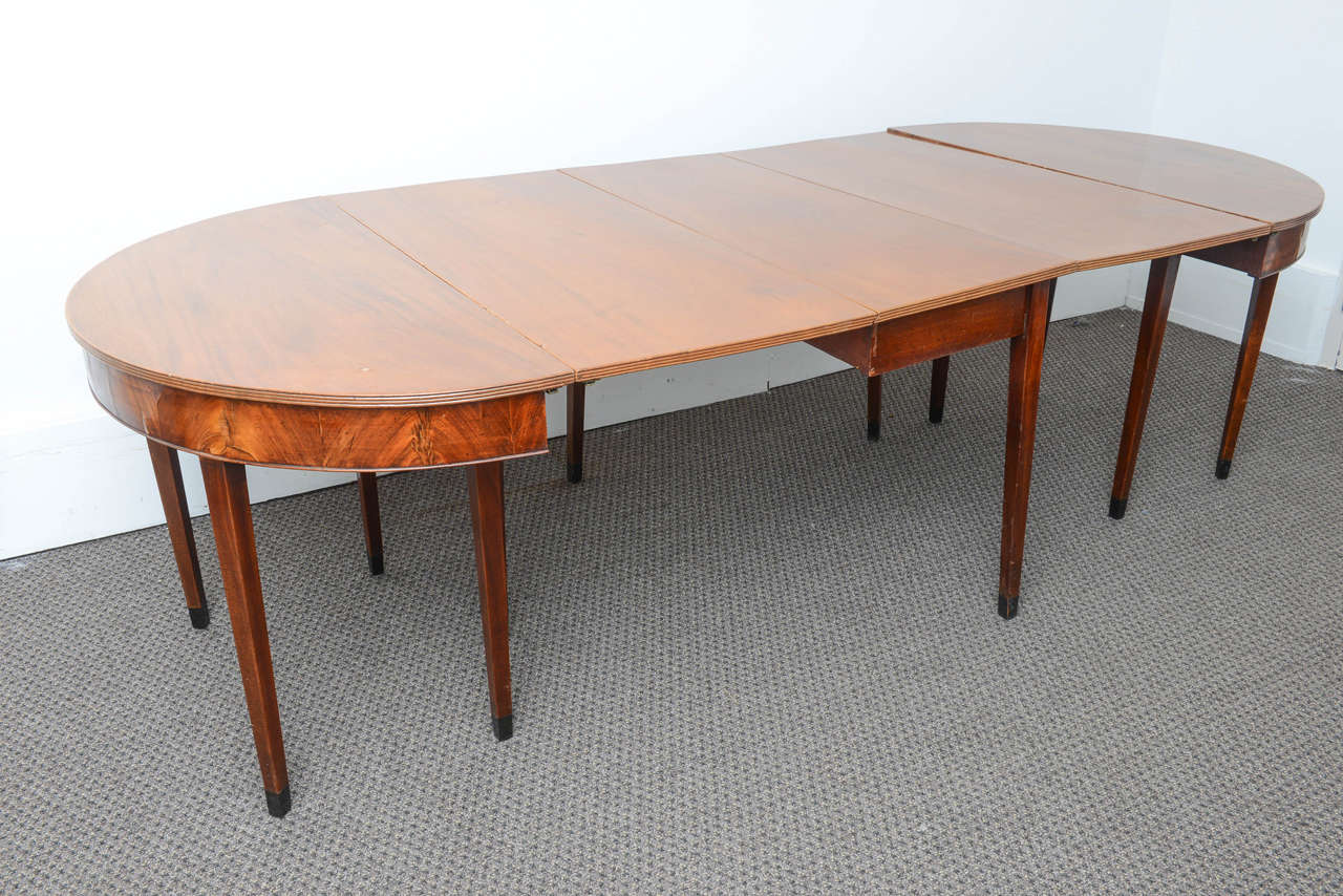 Regency Superb 19th c. Mahogany Dining Table with Two Console Tables to Each End