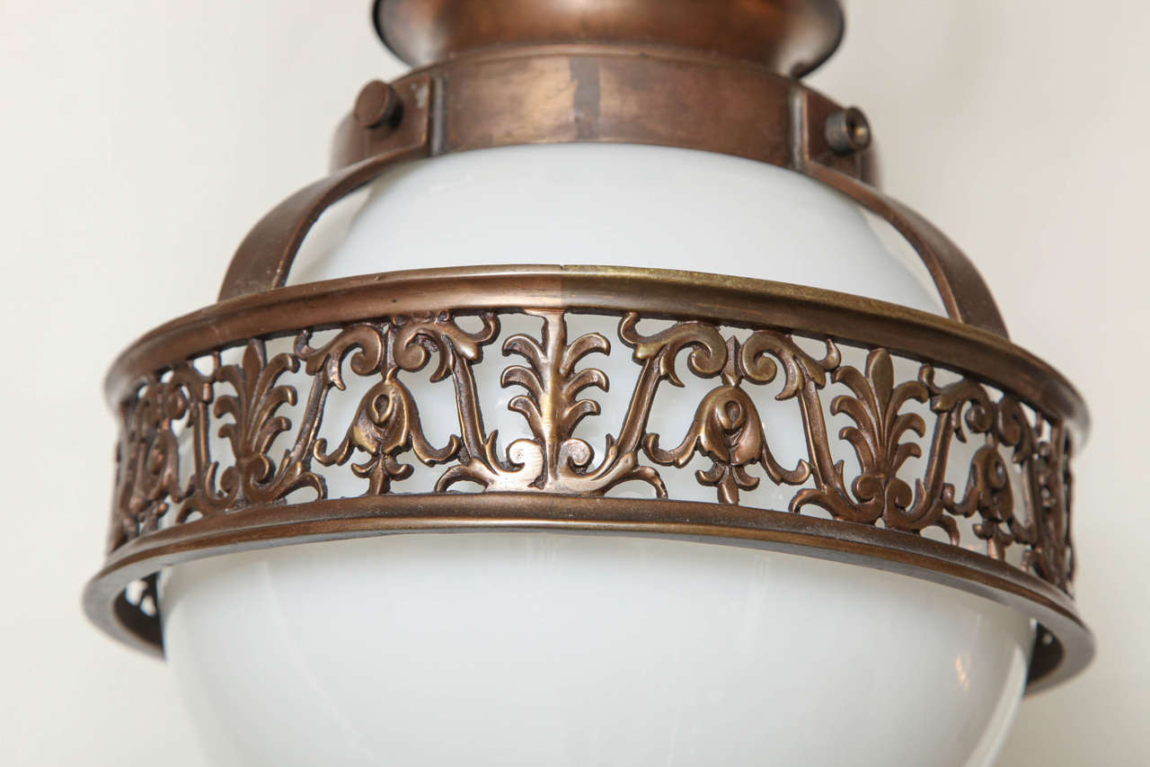 An Early 20th Century Beaux Arts Bronze Ceiling Fixture  In Excellent Condition In New York, NY