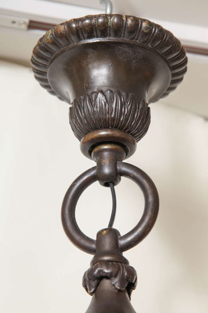 An Early 20th Century Beaux Arts Bronze Ceiling Fixture  2