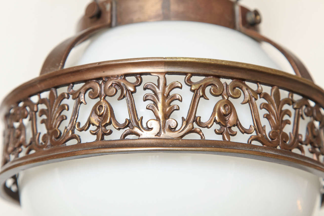 An Early 20th Century Beaux Arts Bronze Ceiling Fixture  4
