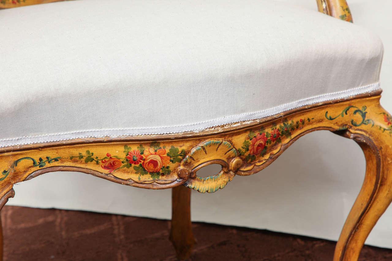 Italian Pair of 1880s Venetian Rococo Style Open Armchairs