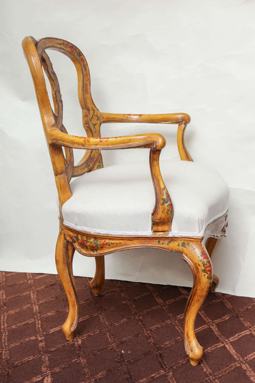 Upholstery Pair of 1880s Venetian Rococo Style Open Armchairs
