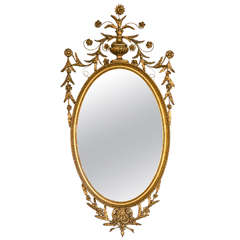 Antique Oval Gilt Gold Georgian Mirror