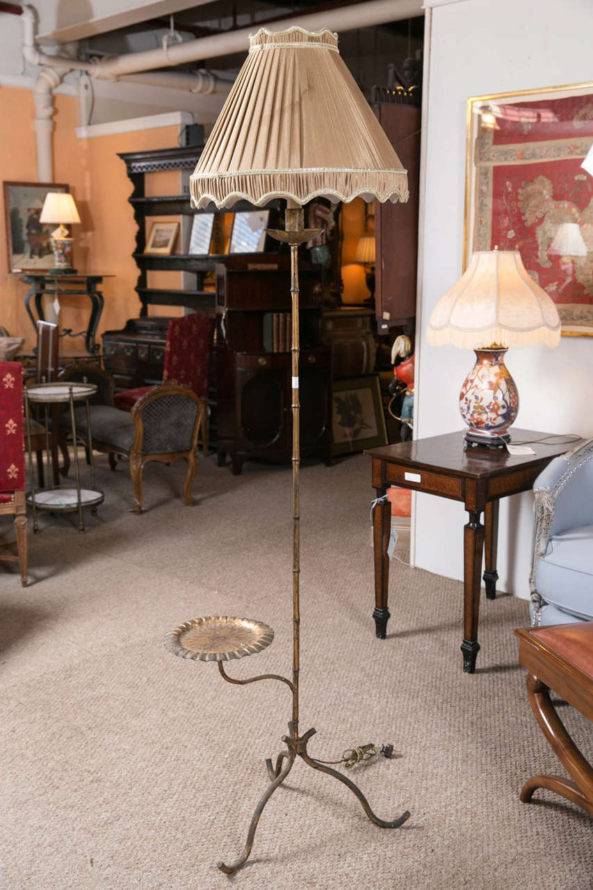 Bronze Bamboo Form Stick Lamp with Tray Table