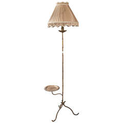Vintage Bronze Bamboo Form Stick Lamp with Tray Table