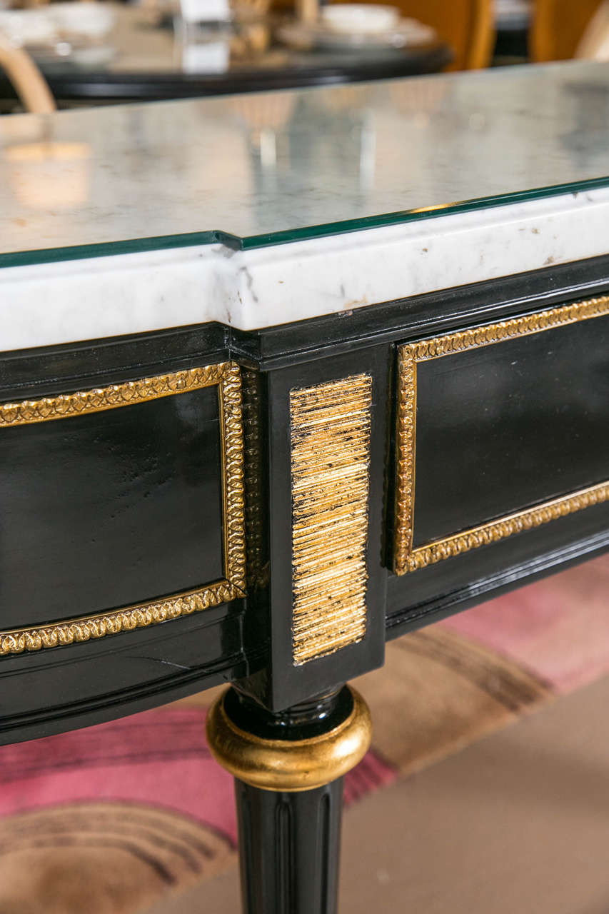 Fine Ebonized Marble-Top, Louis XVI Style Console by Jansen In Good Condition In Stamford, CT