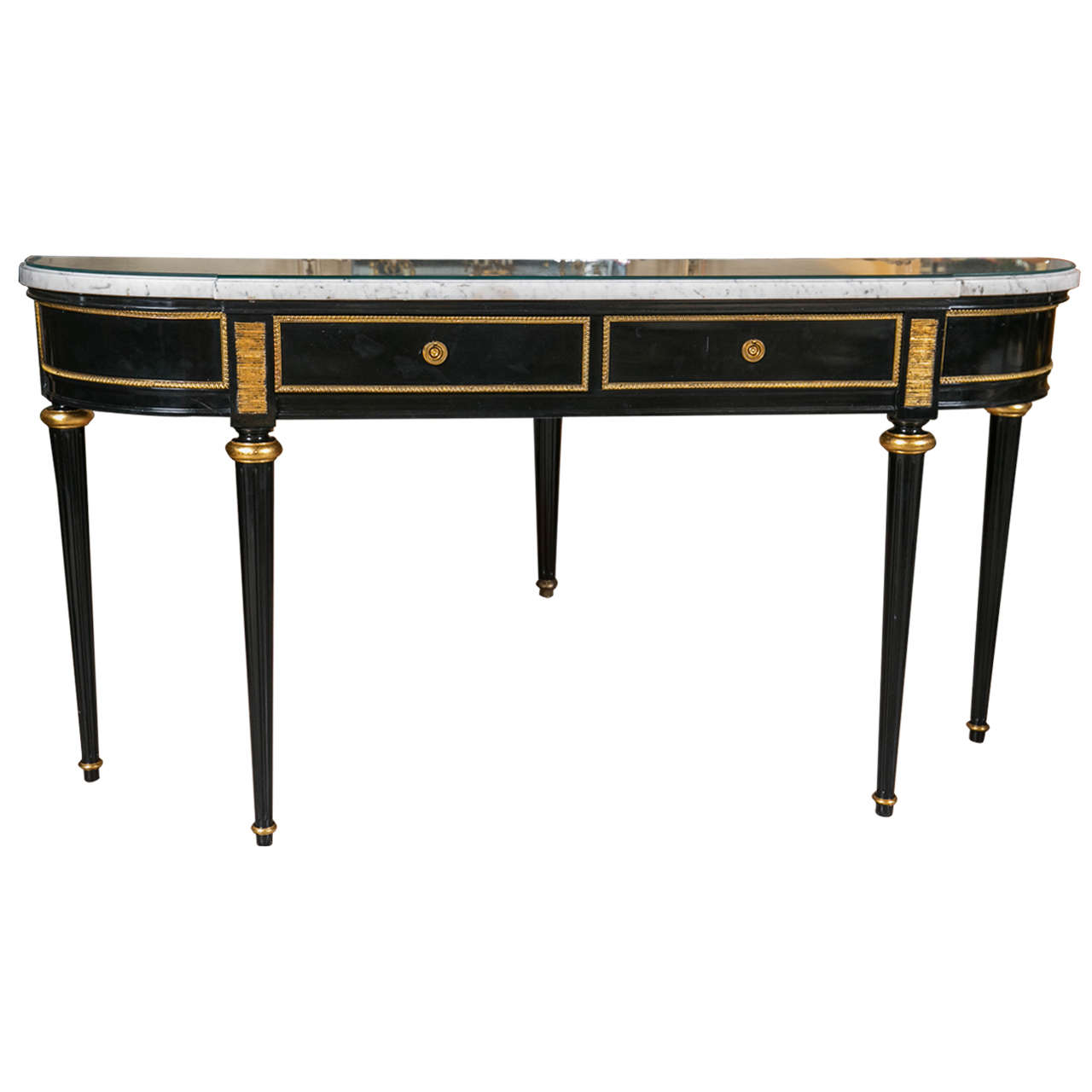 Fine Ebonized Marble-Top, Louis XVI Style Console by Jansen