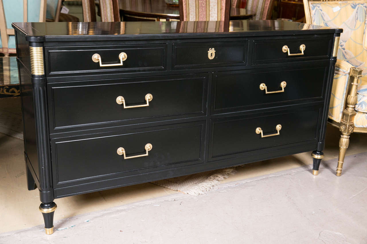Pair of Ebonized Chests with Bronze Mounts Manner of Jansen