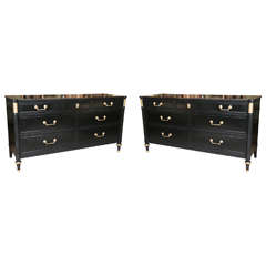 Pair of Ebonized Chests with Bronze Mounts Manner of Jansen