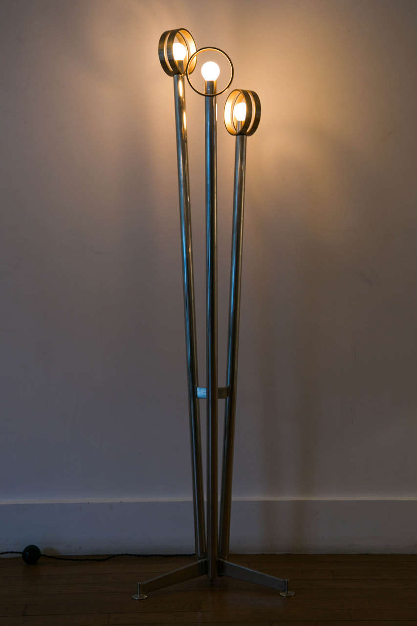 Steel and Bronze Floor Lamp by Maison Dominique, circa 1955-1960 3