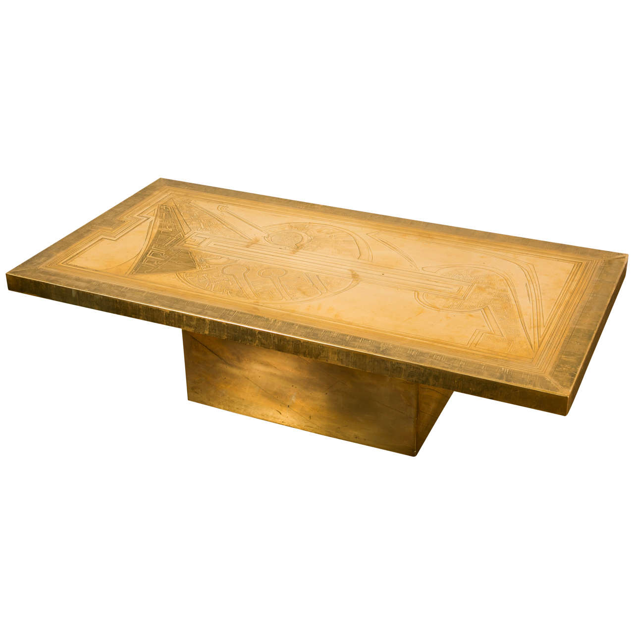 Rectangular gilt brass coffee Table by Armand Jonckers, 1970s