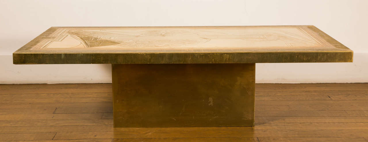 rectangular brass coffee table