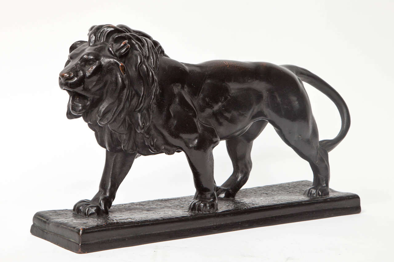 Late 19th century bronze lion with finely chased mane.
Antoine-Louis Barye, signed 'Bayre.'