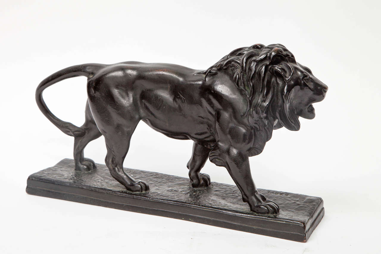 Late 19th Century Bronze Lion Sculpture by Antoine-Louis Barye In Good Condition In New York, NY