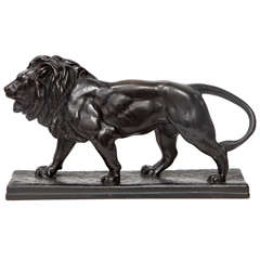 Late 19th Century Bronze Lion Sculpture by Antoine-Louis Barye