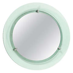 Green Glass Mirror by Cristal Art, Italy 1950's
