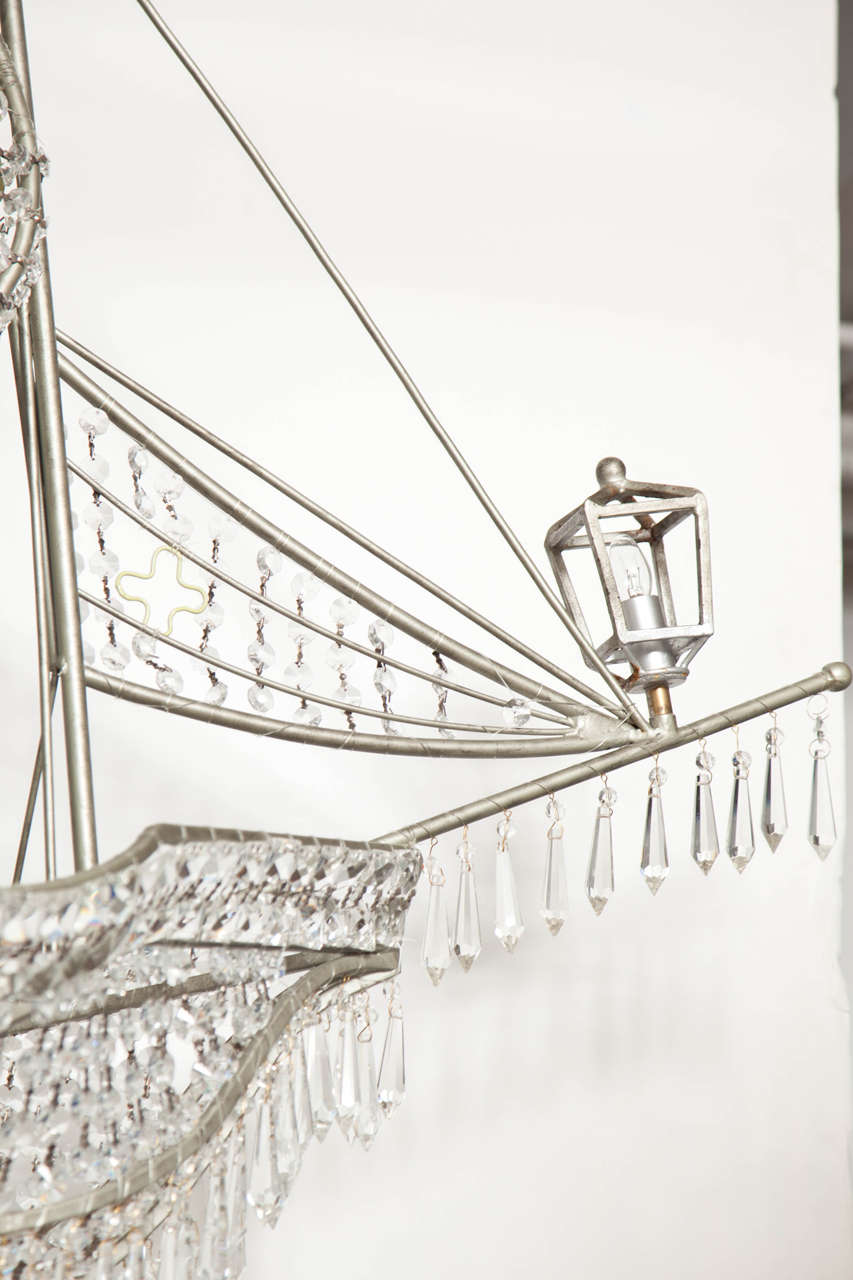 1960s Italian Crystal Galleon Chandelier 2