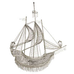 1960s Italian Crystal Galleon Chandelier