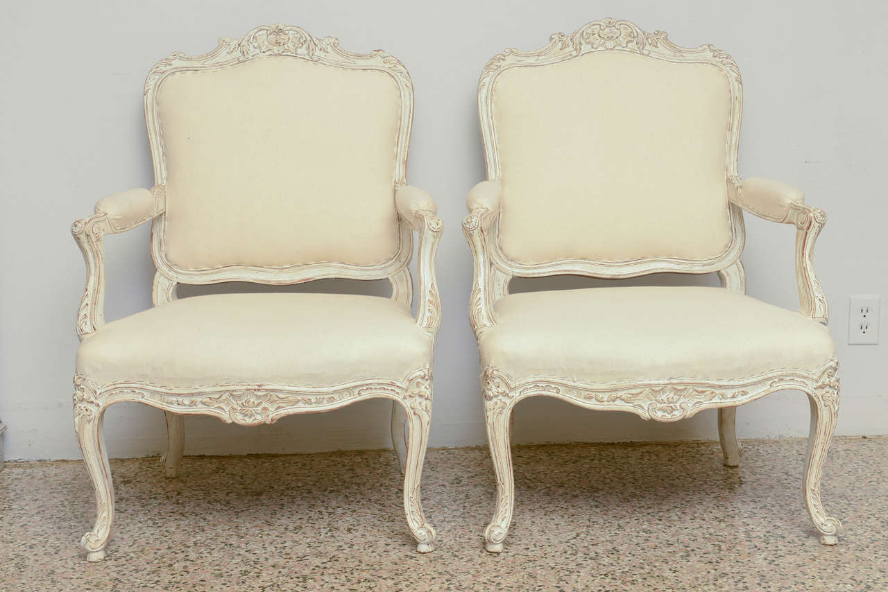 Rococo 19th Century Antique Swedish Rocco Style Pair of Armchairs