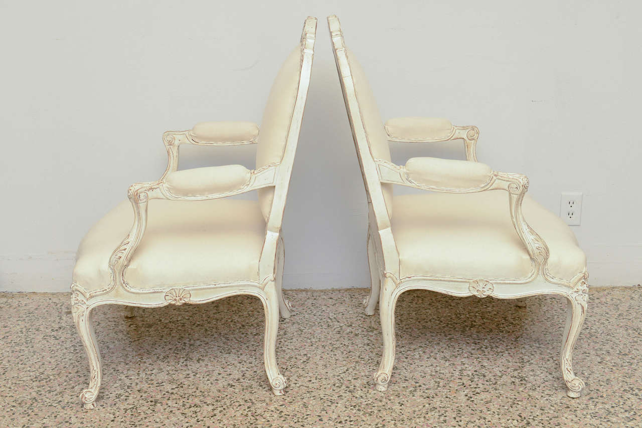 19th Century Antique Swedish Rocco Style Pair of Armchairs In Good Condition In West Palm Beach, FL