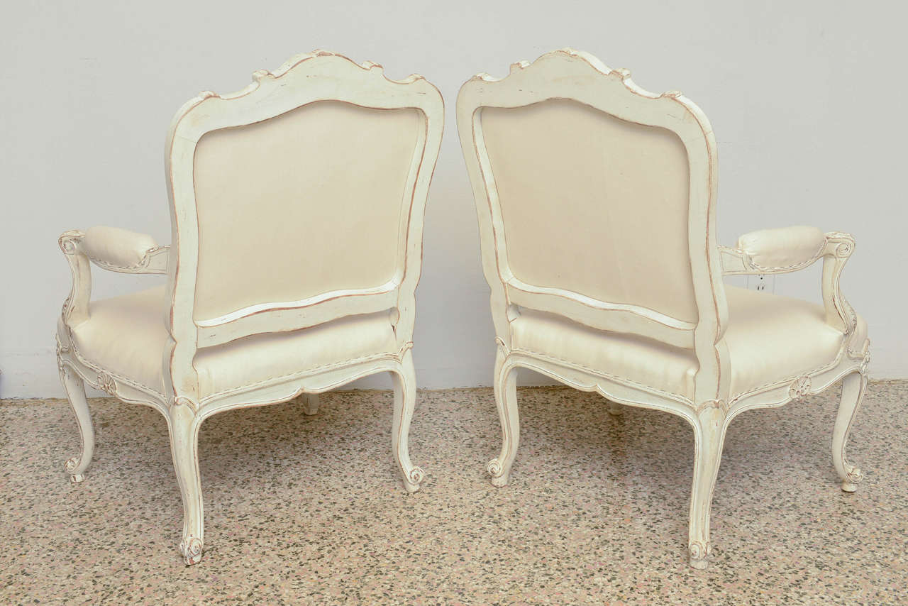 19th Century Antique Swedish Rocco Style Pair of Armchairs 2