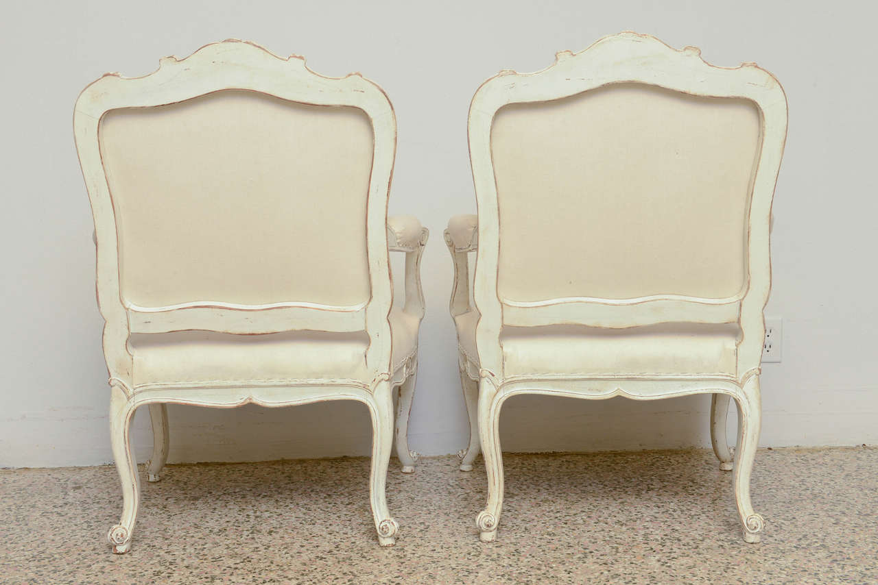 19th Century Antique Swedish Rocco Style Pair of Armchairs 1