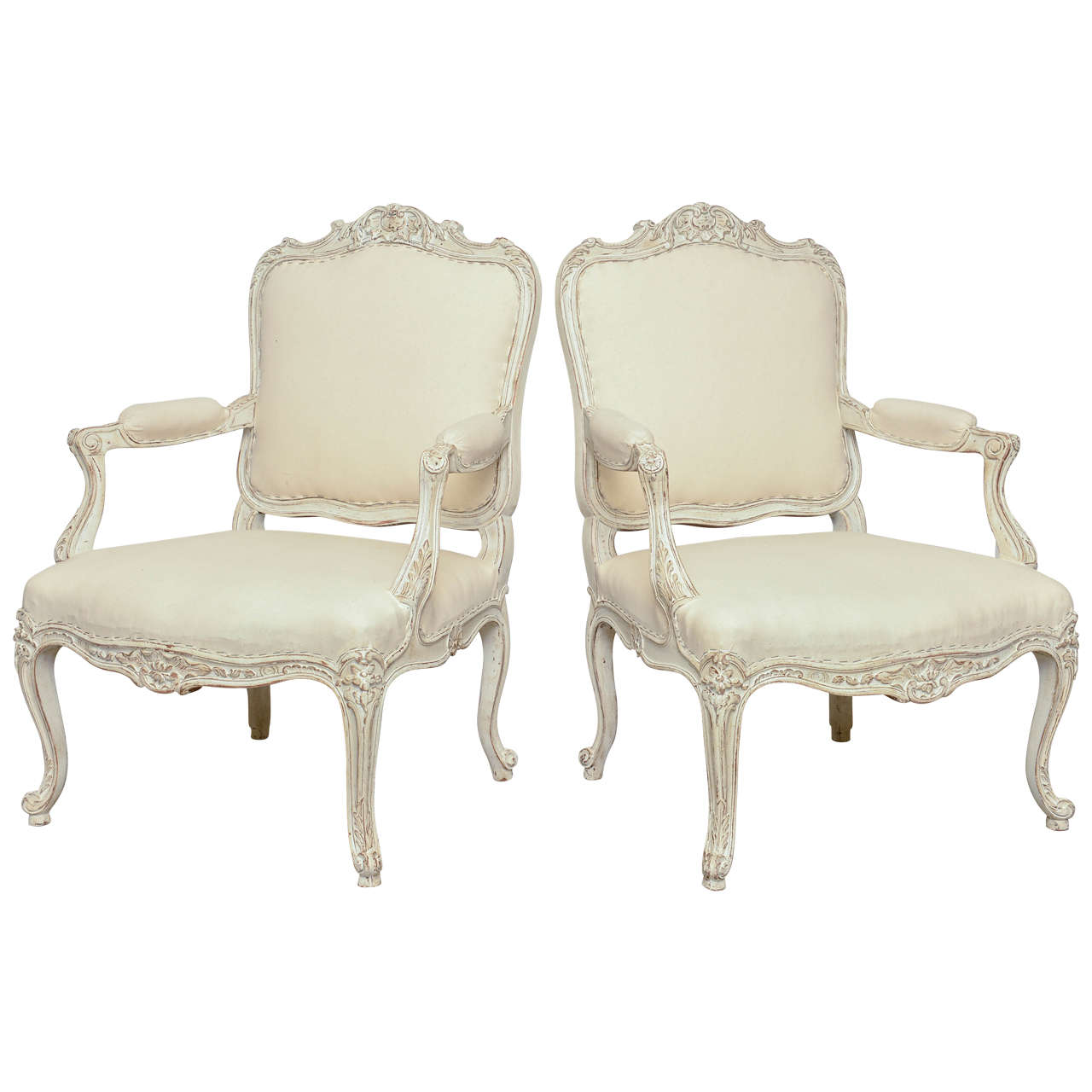 19th Century Antique Swedish Rocco Style Pair of Armchairs