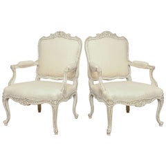 19th Century Antique Swedish Rocco Style Pair of Armchairs