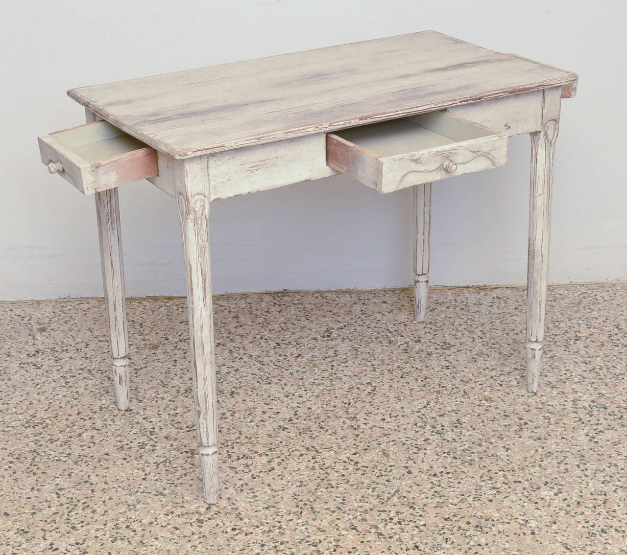 19th Century Antique Swedish Gustavian Table with Three Drawers In Good Condition In West Palm Beach, FL