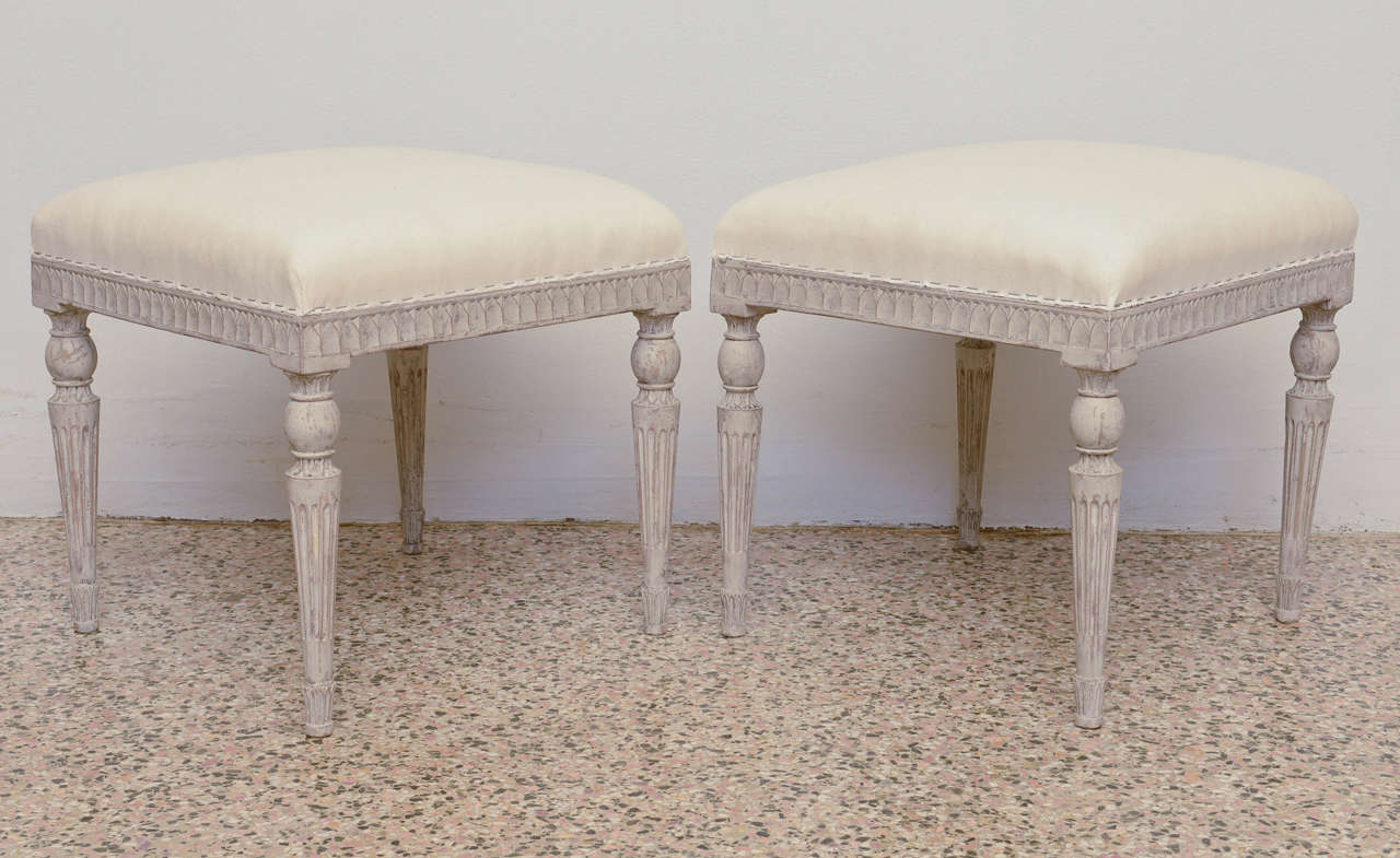 19th Century Antique Swedish Gustavian Stools In Good Condition In West Palm Beach, FL