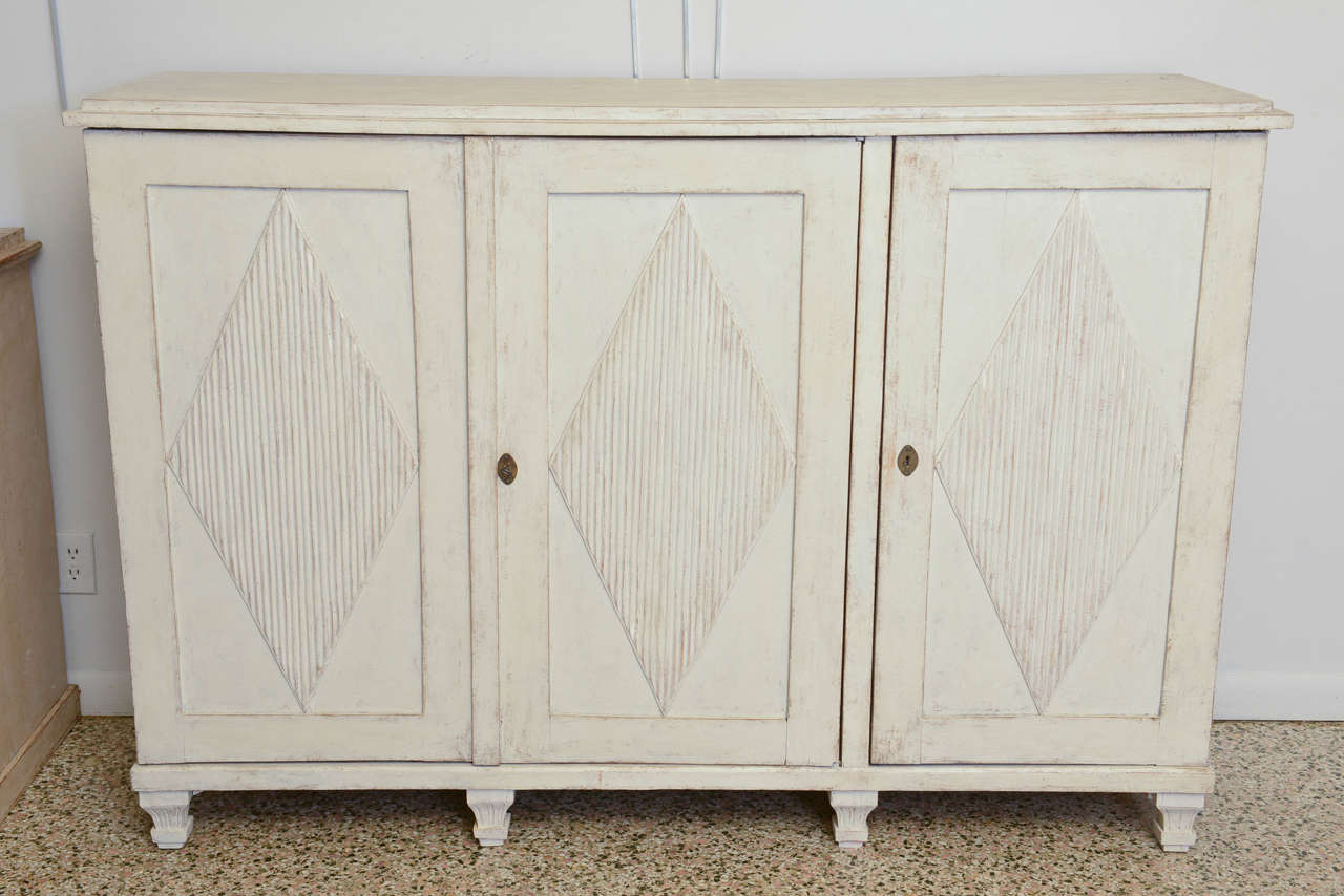 Antique Swedish Painted Tall, Late Gustavian Sideboard  Early 19th Century