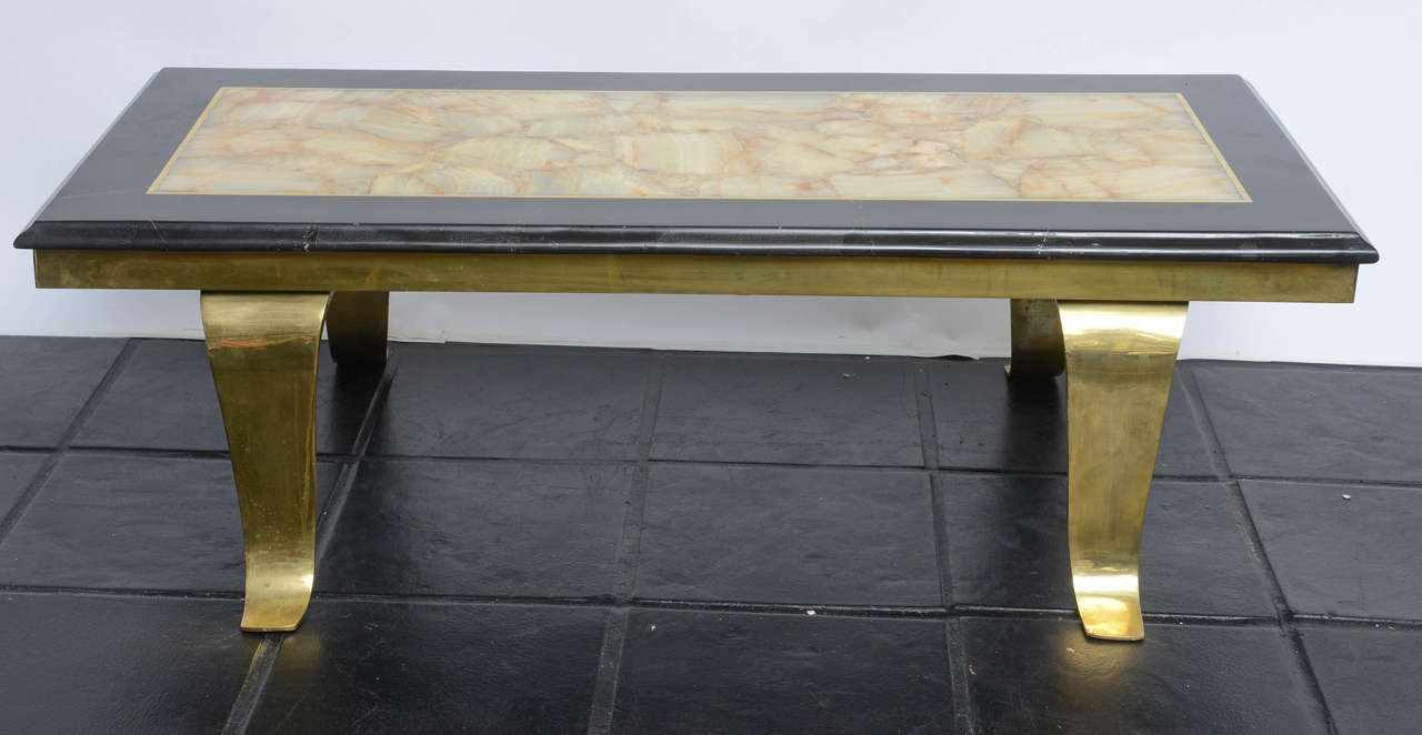 Great coffee table by Arturo Pani for Muller in brass and onyx.