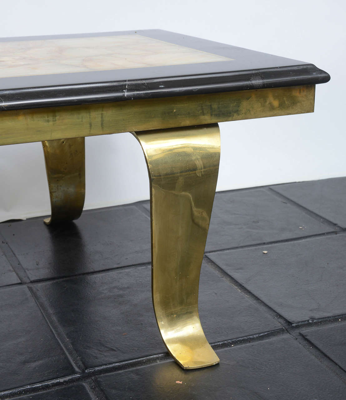 Mexican Muller of Mexico Onyx and Brass Cocktail Table For Sale
