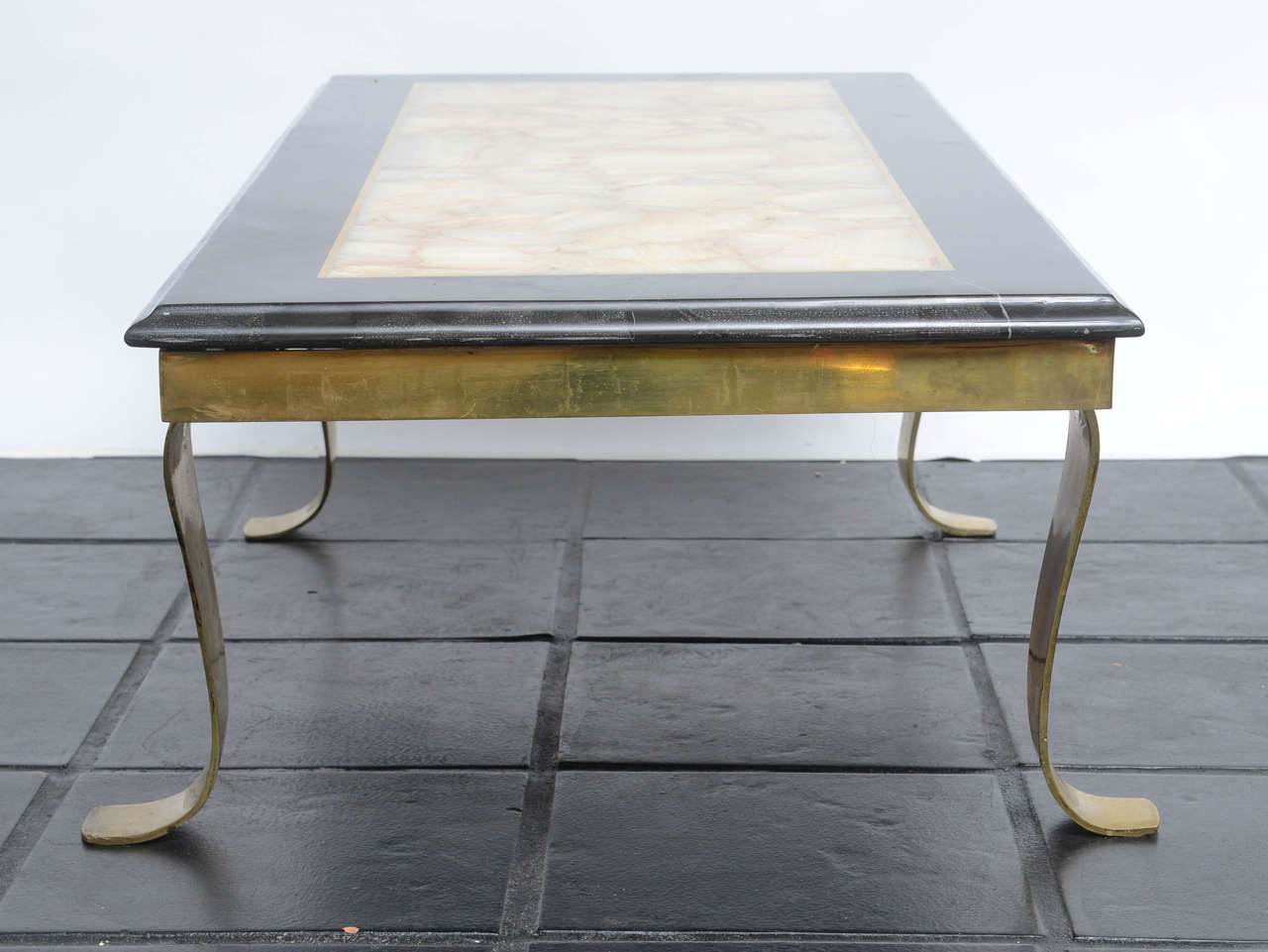 Muller of Mexico Onyx and Brass Cocktail Table For Sale 1