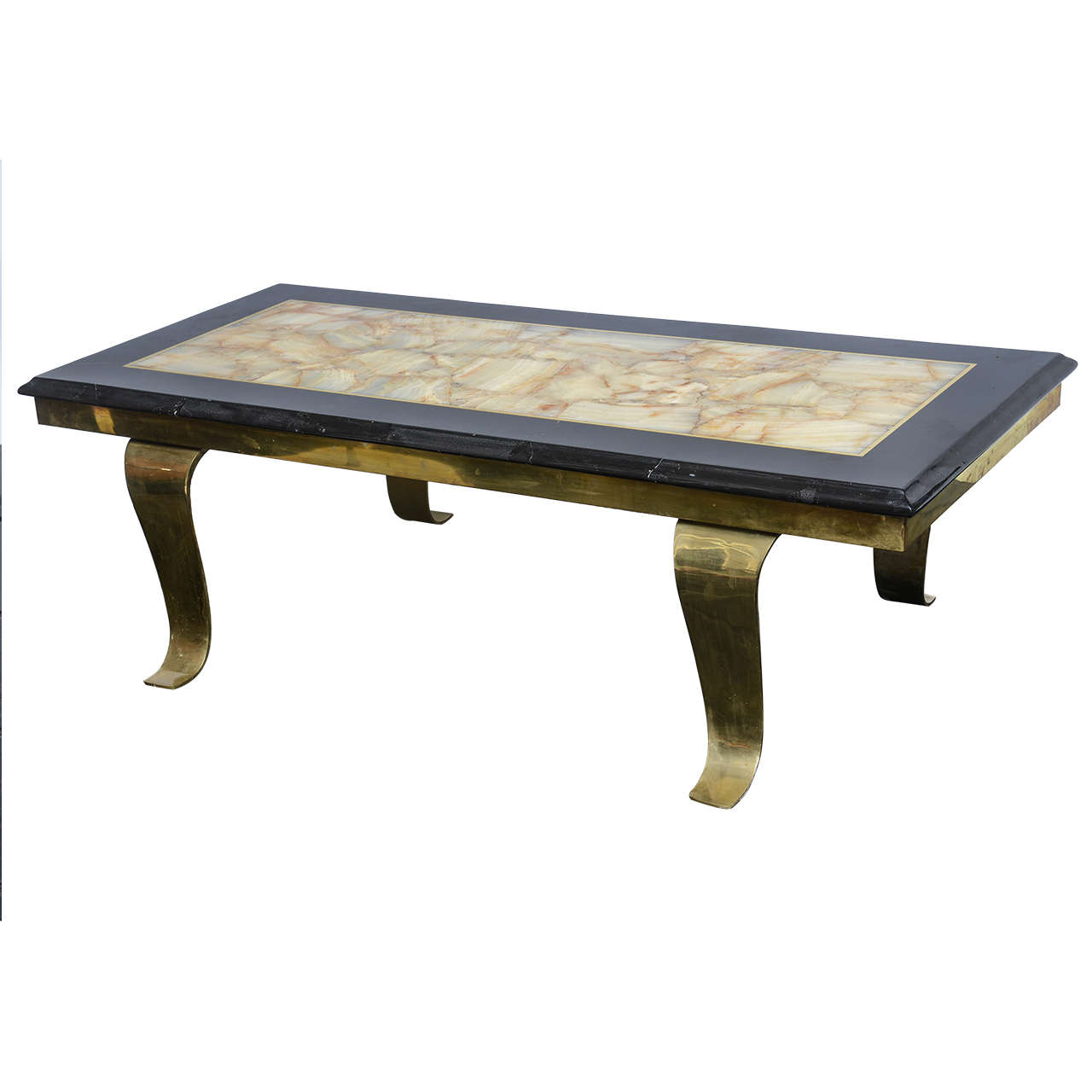 Muller of Mexico Onyx and Brass Cocktail Table For Sale