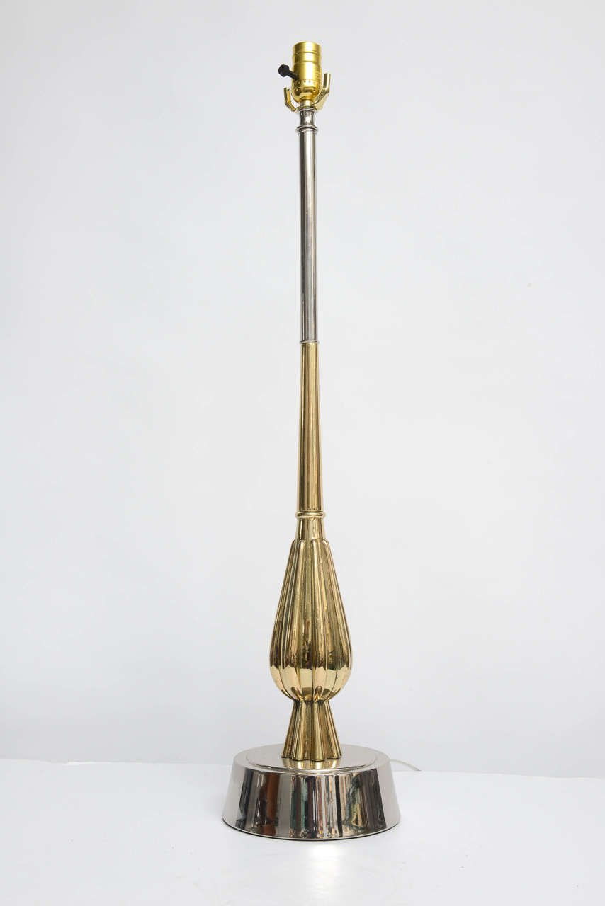 Elegant twotone, recently nickel and brass plated lamps by Rembrandt.