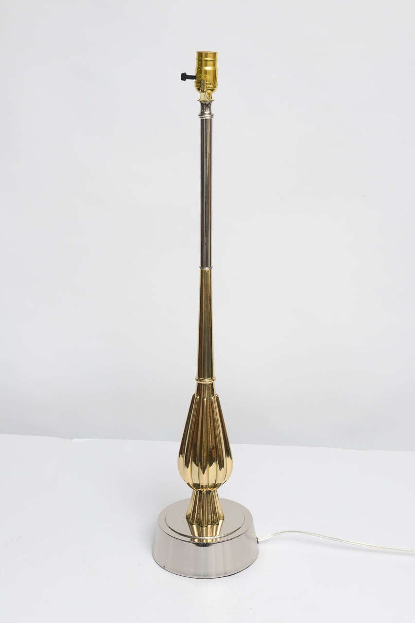 American Pair of Tall Nickel and Brass Rembrandt Lamps