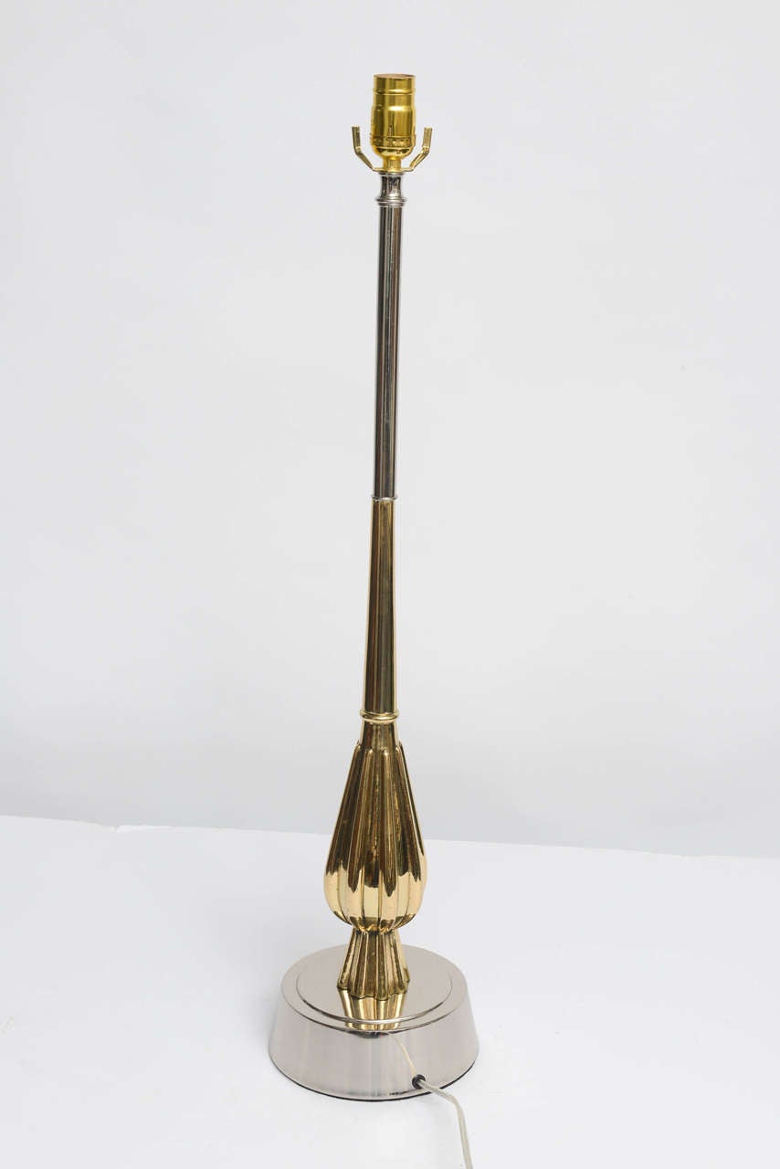 Plated Pair of Tall Nickel and Brass Rembrandt Lamps