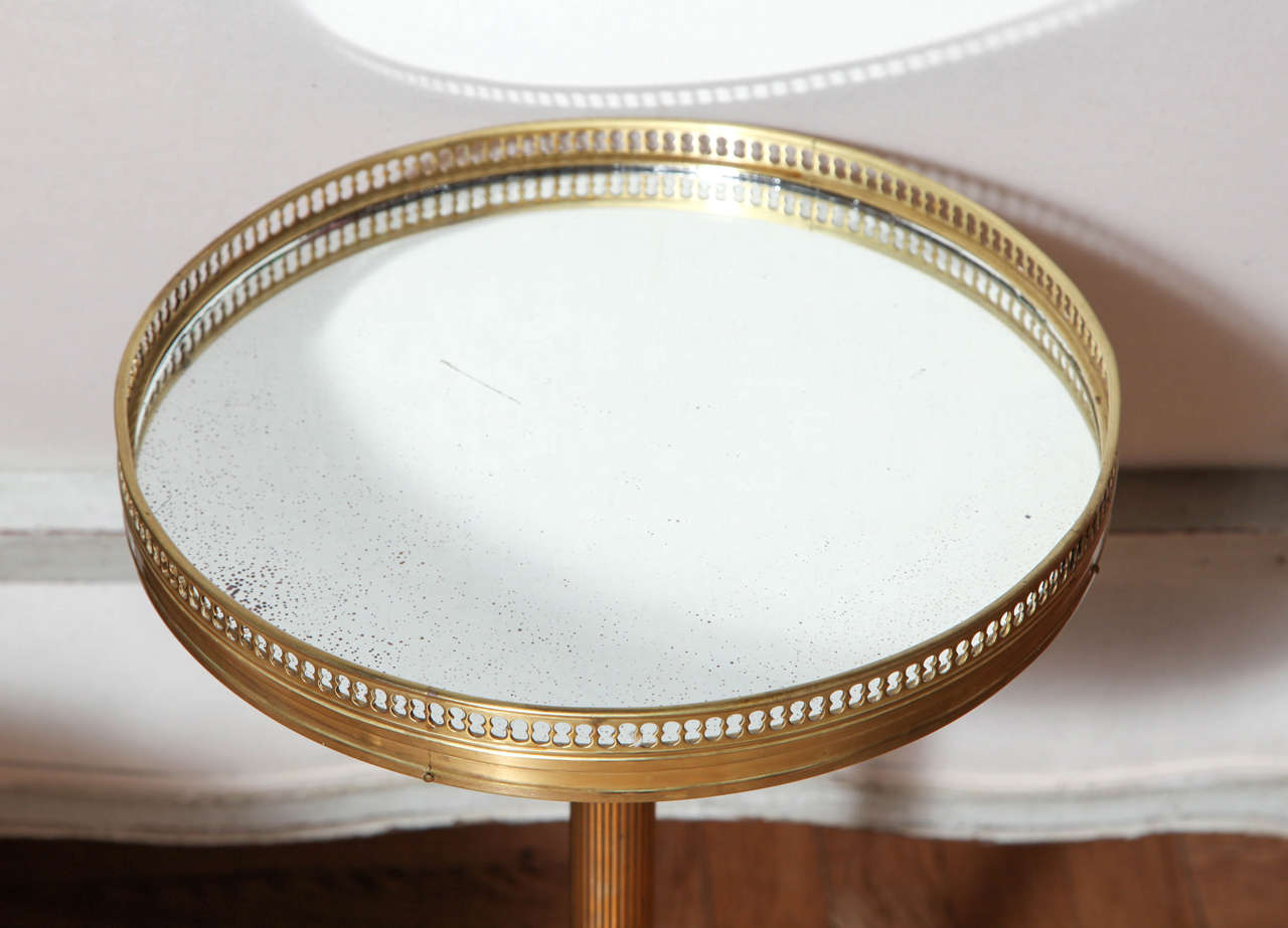 A Pair of Gilt Brass and Mirrored Topped Small Gueridon Tables, France c. 1950 4