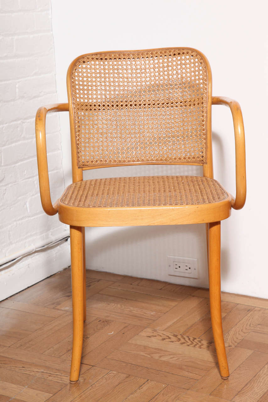 Austrian A Set of Six Vintage Bentwood and Caned Chairs, Vienna, c. 1960's
