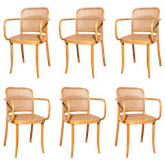 A Set of Six Vintage Bentwood and Caned Chairs, Vienna, c. 1960's