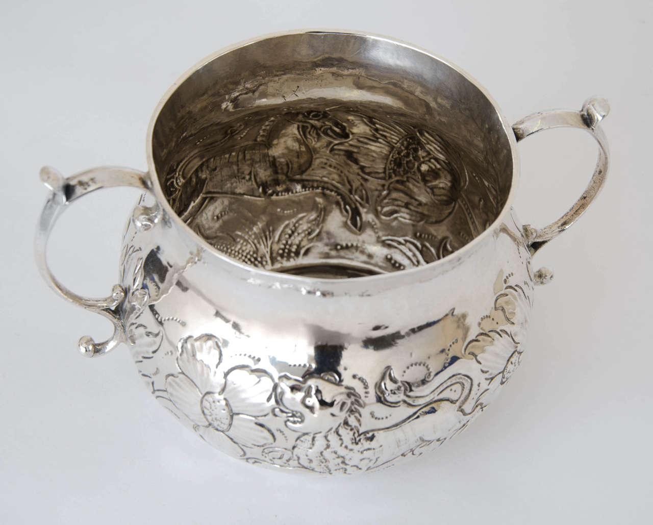 A Charles II Antique Silver Porringer 2