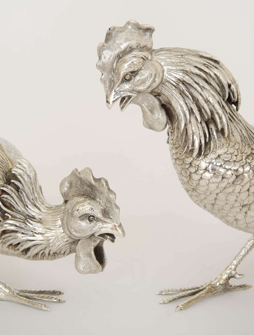 A pair of German Silver Fighting Cocks 1