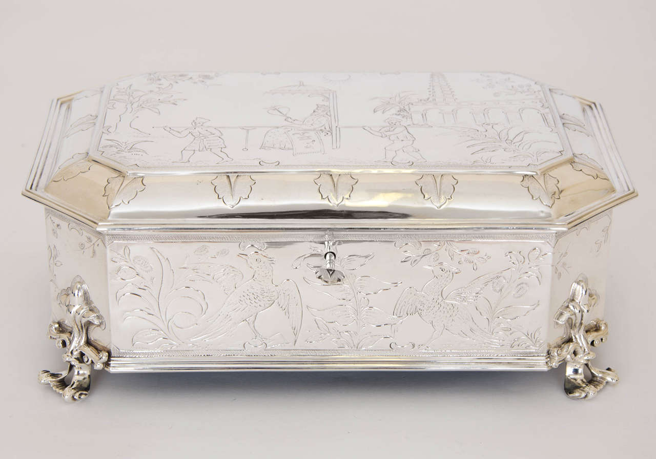 An Antique Silver Casket